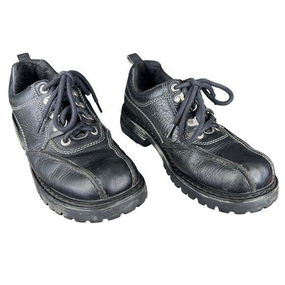 Vintage Buckle Men’s Next Step Chunky Lug Sole Black Leather Oxfords Size US 10 - Picture 5 of 10